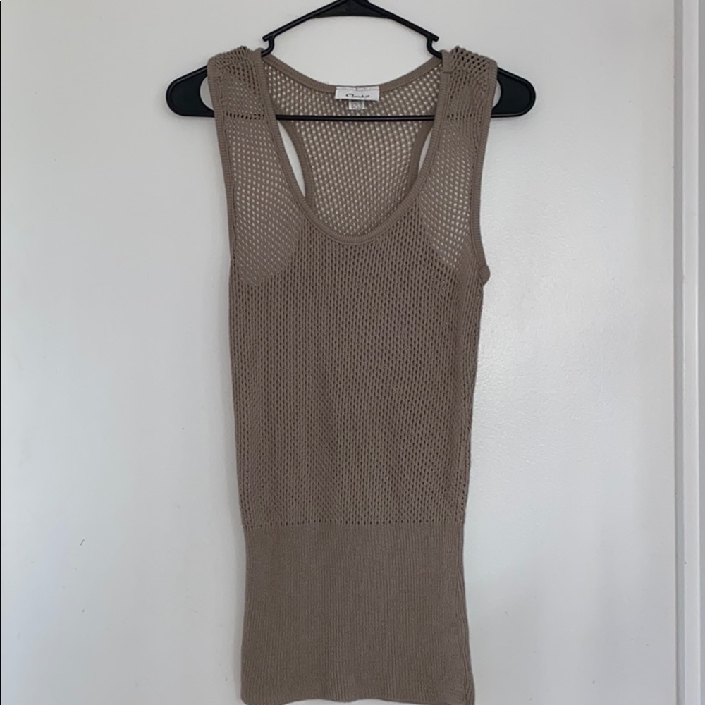 tan colored netted RACERBACK sweater tank